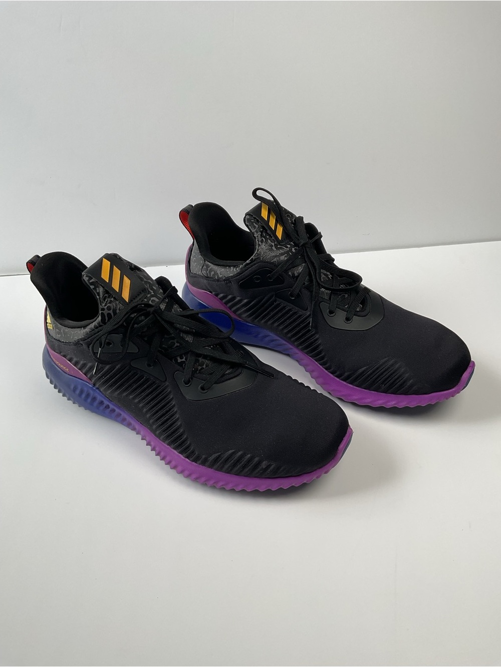 Adidas Running Shoes Black Purple Blue Men Size 9 Athletic Sneakers Lightweight